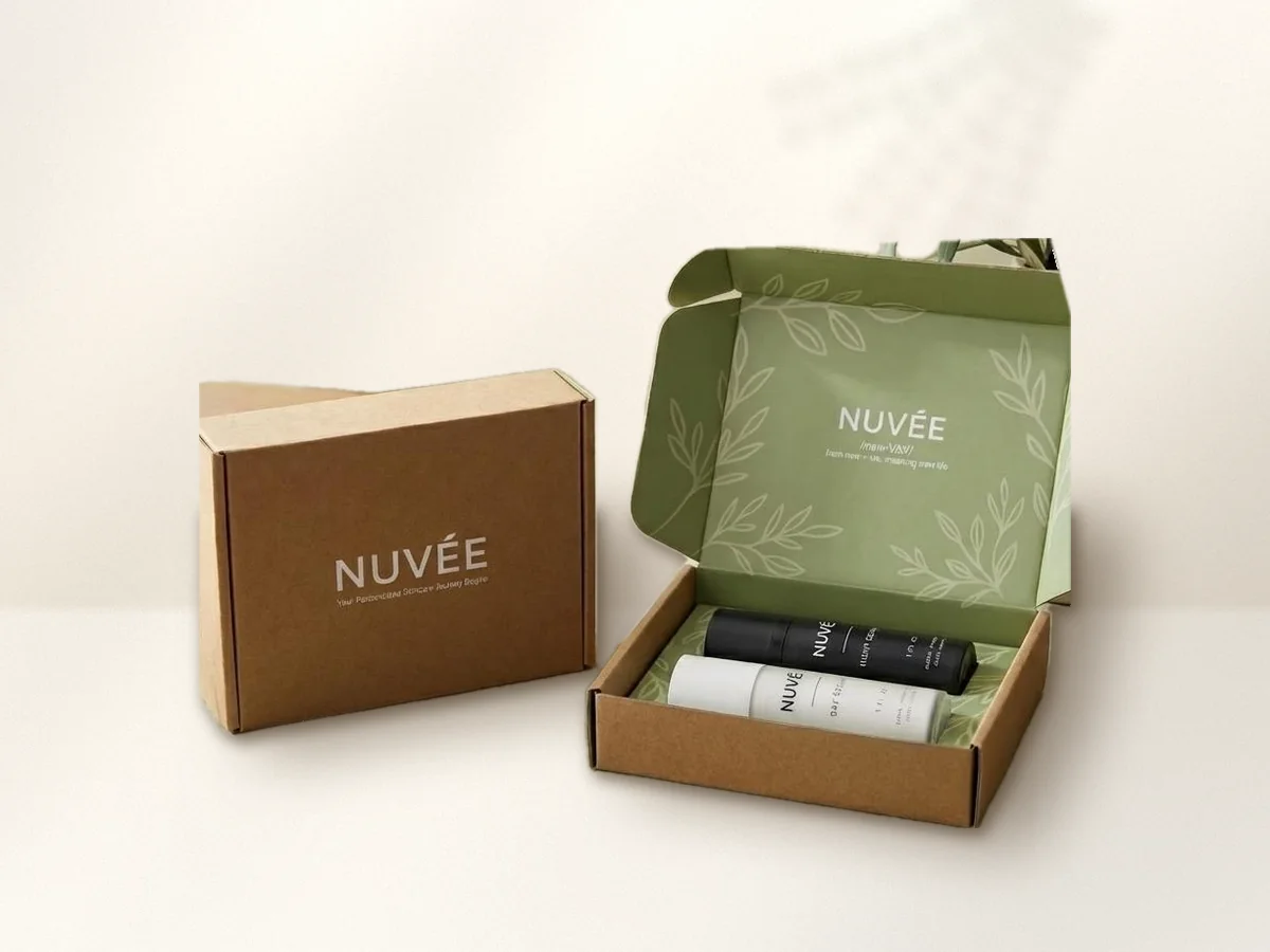 Caja mailer kraft con diseño impreso por dentro y por fuera